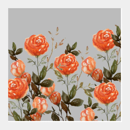 Square Art Prints, Orange Roses Floral Artwork Botanical  Square Art Prints