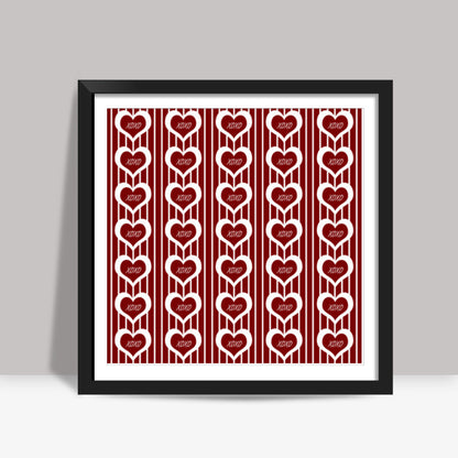 Valentines Day Red Hearts XOXO Love Seamless Pattern Square Art Prints