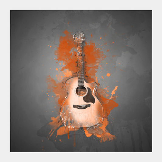 Guitar Splash – Orange Square Art Prints