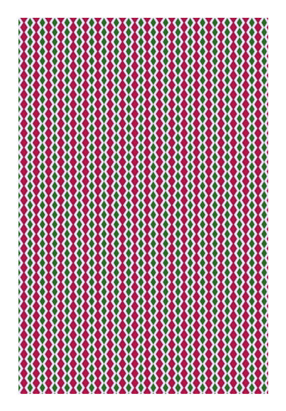 Vintage Vertical Pink And Green Diamond Stripe Retro Pattern Wall Art