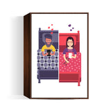 Texting Lovers White Wall Art