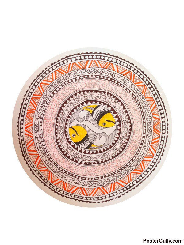 Wall Art, Madhubani Circle White Artwork