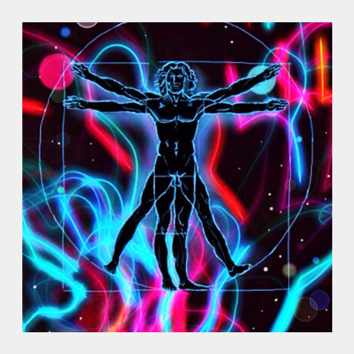 Square Art Prints, Vitruvian Man Psychedelic Square Art | Loco Lobo, - PosterGully