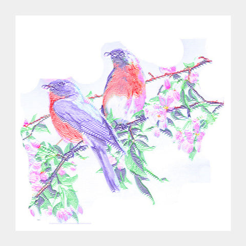 Square Art Prints, 2 Colorful Birds Square Art Prints