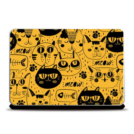 Cat faces pattern Laptop Skins