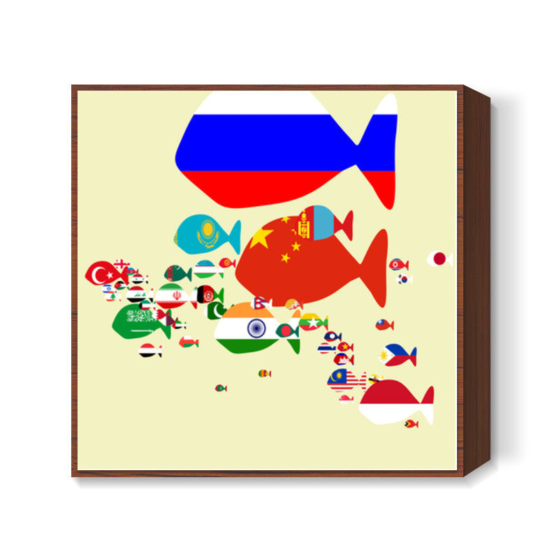 Asia : Keep Fishing Square Art Prints