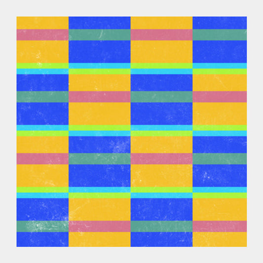 Evermore | Yellow Blue | Geometric Pattern Square Art Prints