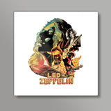 Zeppelin on Fire Square Art Prints