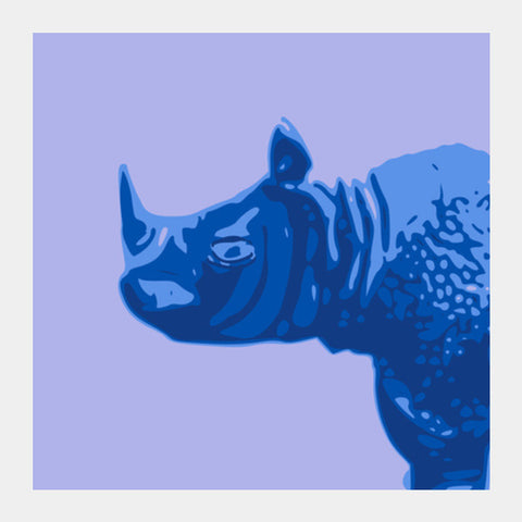 Square Art Prints, Abstract Rhino Blue Square Art