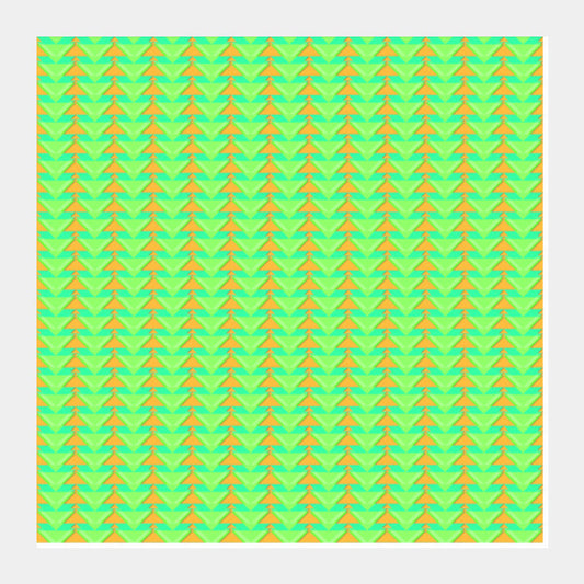 Trippy Triangles | Green orange Square Art Prints