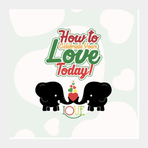 Celebrate Love With Elephants  Square Art Prints PosterGully Specials