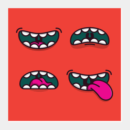 Square Art Prints, Cartoon Mouths Square Art Prints