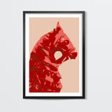 Abstract Horse Red Wall Art