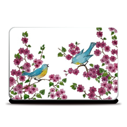 Laptop Skins, Pretty Birds And Flowers Garden Watercolor  Laptop Skins