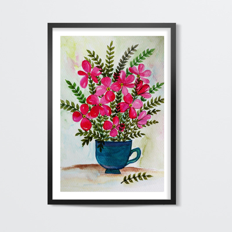 Teacup With Flowers Painting Wall Art