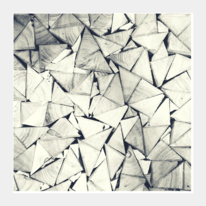 Black and White Triangle Wood Pattern Square Art Prints