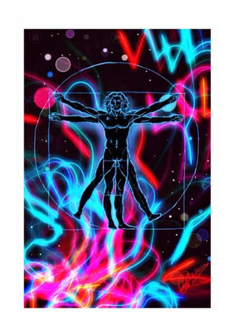 PosterGully Specials, Vitruvian Man Psychedelic Wall Art | Loco Lobo | PosterGully Specials, - PosterGully