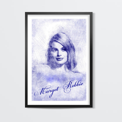 Margot Robbie pen sketch Wall Art