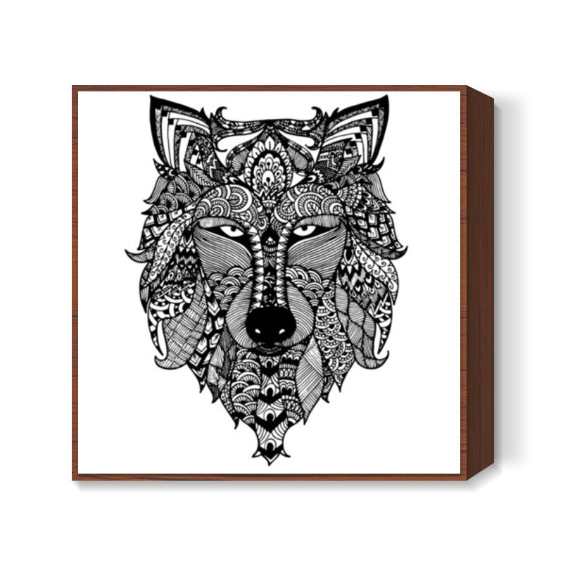 Zentangle Wolf Square Art Prints