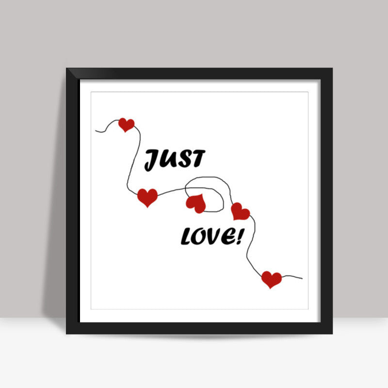 Just Love String Of Red Hearts Valentine Minimal Design Square Art Prints