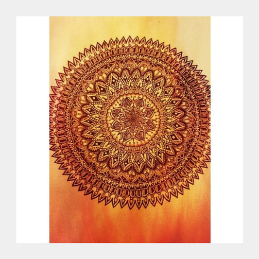 Fiery Mandala Square Art Prints