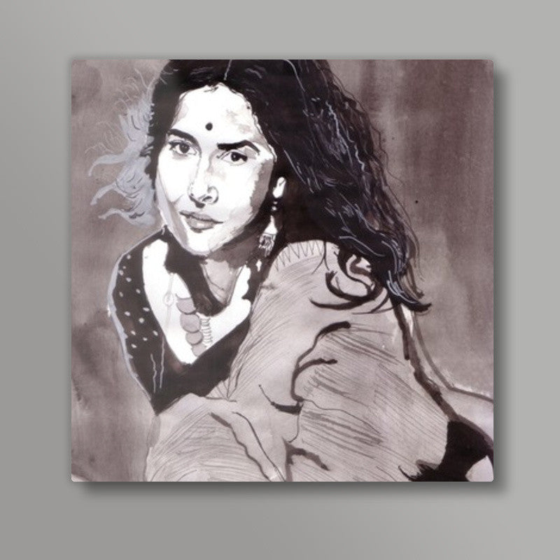 Bollywood superstar Vidya Balan brings out the beauty of traditional attire Square Art Prints