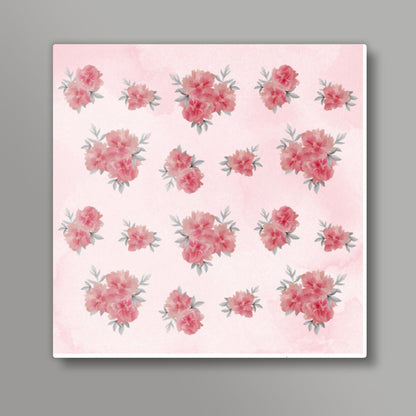 Digitally Painted Floral Pattern - Pink Square Art Prints