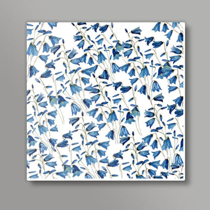 Blue Floral Background Wallpaper Square Art Prints