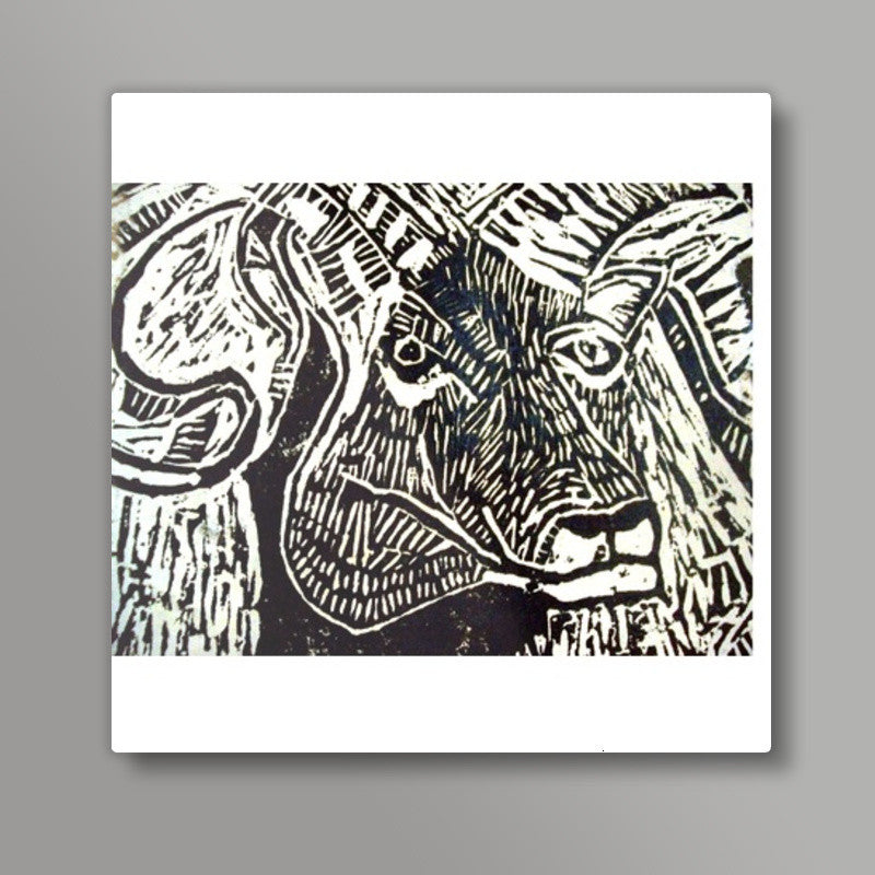 Lino Work- Ram Square Art Prints