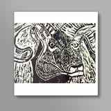 Lino Work- Ram Square Art Prints
