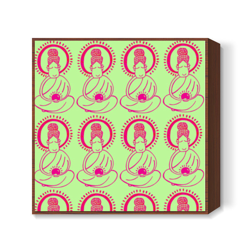 Buddha_LimeGreen Square Art Prints
