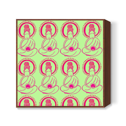 Buddha_LimeGreen Square Art Prints