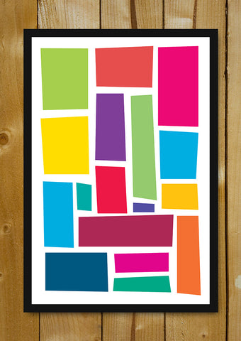 Glass Framed Posters, Abstact Colorful Rectangles Glass Framed Poster, - PosterGully - 1