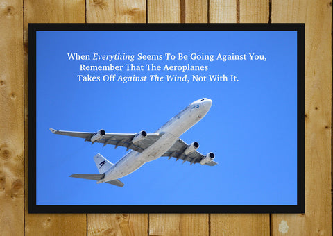 Glass Framed Posters, Aeroplane Against Wind Motivational Glass Framed Poster, - PosterGully - 1
