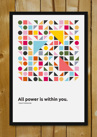 Glass Framed Posters, All Power Is Within You Swami Vivekananda Quote Glass Framed Poster, - PosterGully - 1