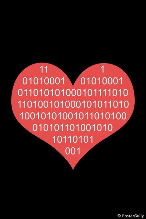 Wall Art, Binary Heart, - PosterGully