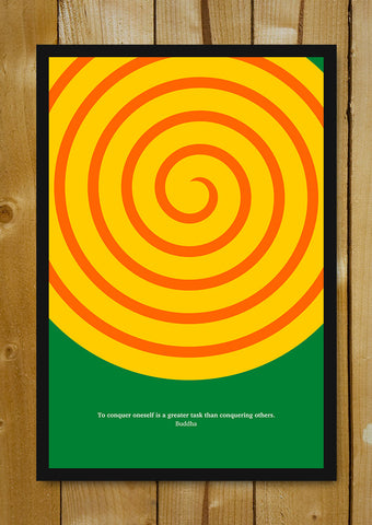 Glass Framed Posters, Conquer Yourself Buddha Quote Glass Framed Poster, - PosterGully - 1