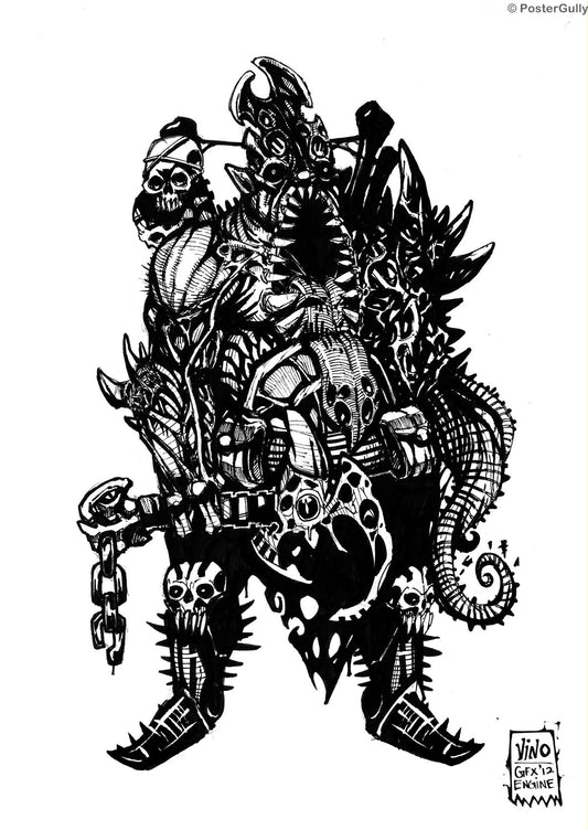 Wall Art, Cranium Overlord Line Art, - PosterGully