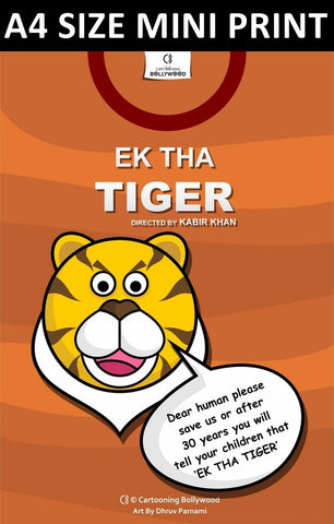 Mini Prints, EkTha Tiger Cartoon Art | Mini Print, - PosterGully