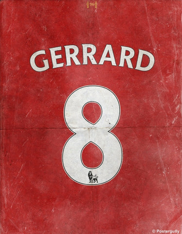 PosterGully Specials, Gerrard No. 8 Minimal Football Poster, - PosterGully