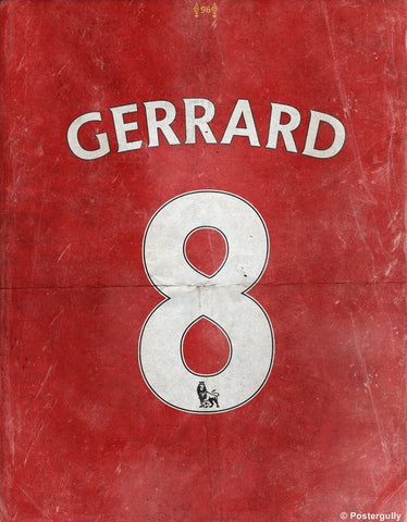 PosterGully Specials, Gerrard No. 8 Minimal Football Poster, - PosterGully