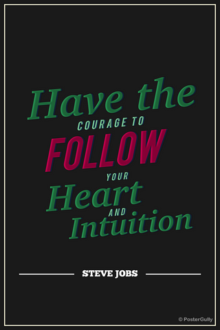 Wall Art, Heart Intution Steve Jobs Motivational, - PosterGully