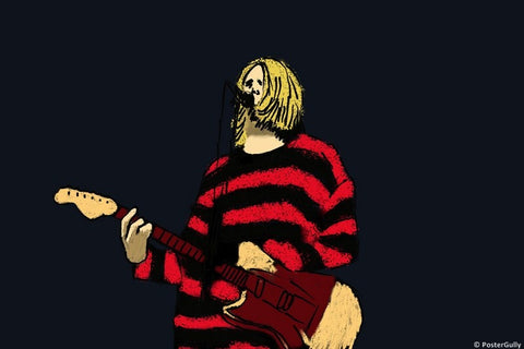 Wall Art, Kurt Cobain Playing Guitar | Nirvana, - PosterGully