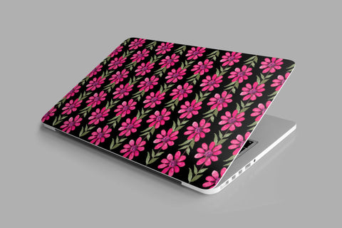 Cute Spring Black Floral Watercolor Pattern Laptop Skins