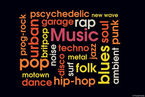 Wall Art, Music Word Cloud, - PosterGully