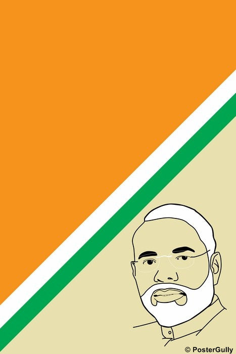 Wall Art, Narendra Modi BJP Indian Flag, - PosterGully