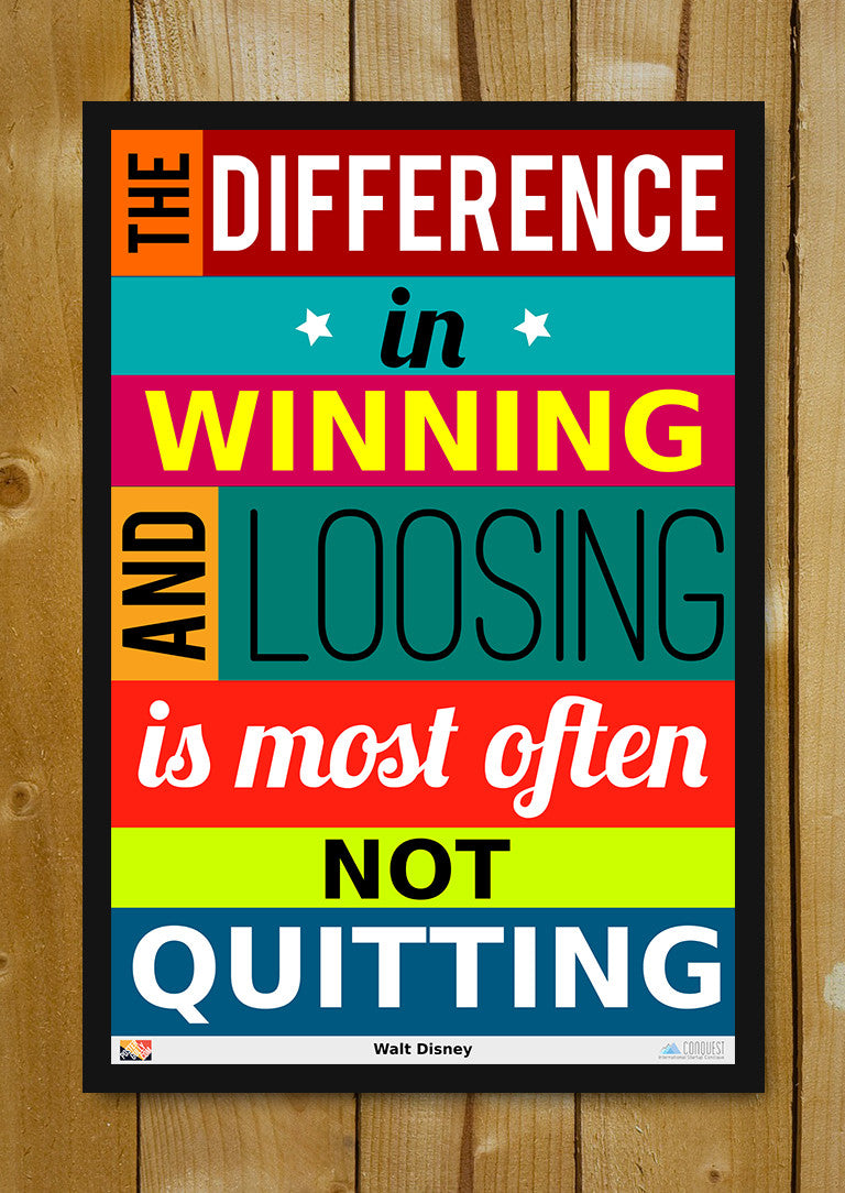 Glass Framed Posters, Not Quitting Walt Disney Quote Glass Framed Poster, - PosterGully - 1