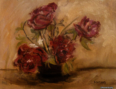 Wall Art, Red Flowers Painting