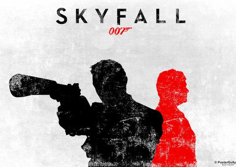 PosterGully Specials, Skyfall Artwork Red & Black, - PosterGully