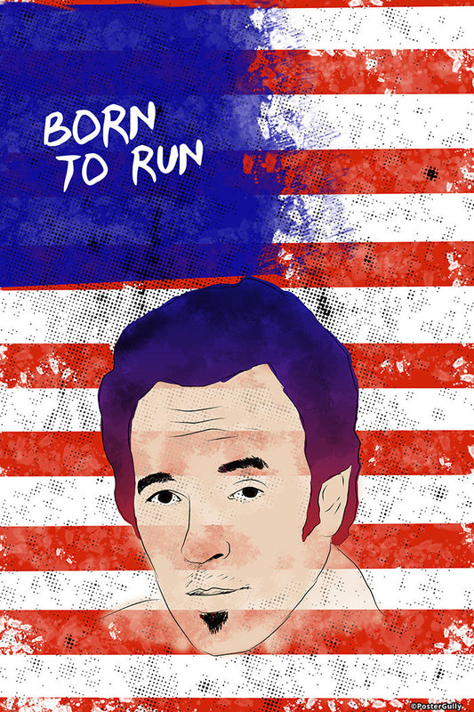 Wall Art, Born To Run Bruce Sprinsteen Artwork, - PosterGully - 1